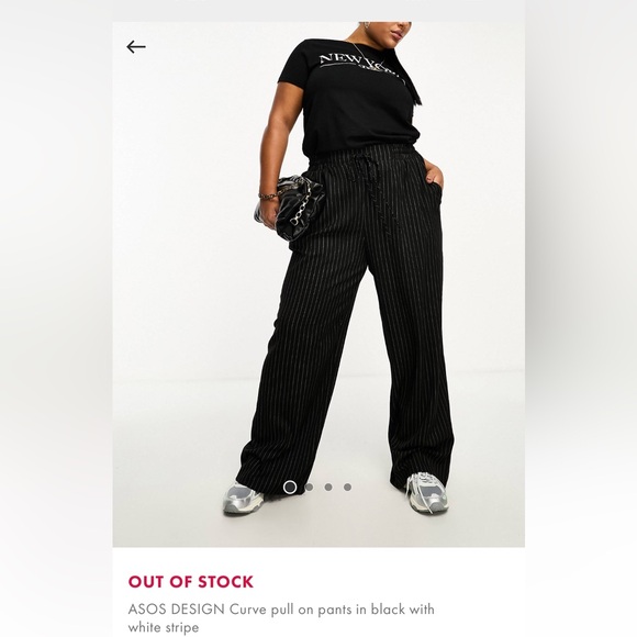 New ASOS pull on drawstring wide leg pinstripe pants. Womens 14 - Picture 1 of 5